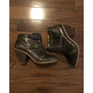 Anthropologie Brown Leather Booties by Schuler & Song Philadelphia - Size 8.5